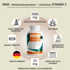- MSM 2000mg pro Tag + natürliches Vitamin C - 365 MSM Tabletten mit Methylsulfonylmethan|ProFuel Outlet