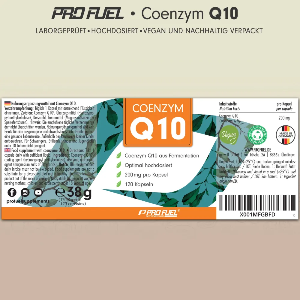 - Q10 Kapseln hochdosiert 120x mit 200mg Coenzym Q10 pro Kapsel|ProFuel Sale
