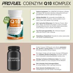 - Q10 KOMPLEX Kapseln hochdosiert - Coenzym Q10  mit 200mg Coenzym Q10 + Vitamin B12|ProFuel Discount