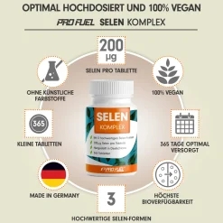 - Selen hochdosiert 365x 200µg Tabletten - Selenkomplex aus 3 hochwertigen Selenium-Quellen>ProFuel Hot