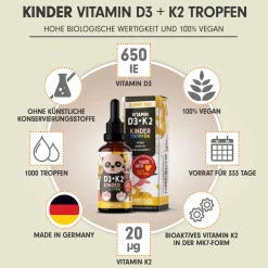 - Vitamin D3 + K2 KINDER Tropfen 1000x für 333 Tage|ProFuel