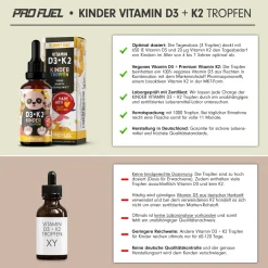 - Vitamin D3 + K2 KINDER Tropfen 1000x für 333 Tage|ProFuel