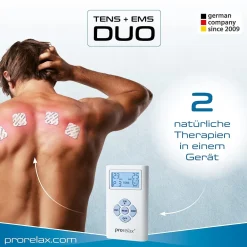 prorelax TENS EMS DuoElektrostimulationsgerät 2 Therapien mit einem Gerät|