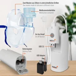 IN-200 Vapo Portabler Vernebler Nebulizer Inhalationsgerät mit Maske für Erwachsene und Kinder>pulox Best