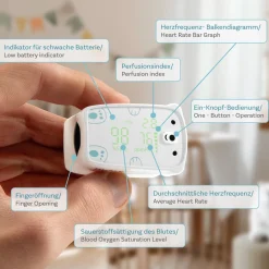 PO-235 - Finger-Pulsoximeter für Kinder mit Alarm in Weiß>pulox New