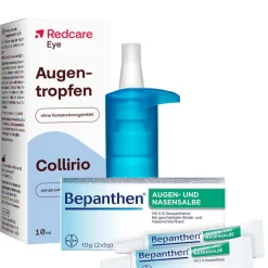 Redcare Augentropfen + Bepanthen® Augen- und Nasensalbe|