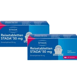 Reisetabletten STADA® 50 mg, zur Vorbeugung und Behandlung von Reisekrankheit, Schwindel, Übelkeit und Erbrechen>