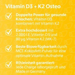Vitamin D3 + K2 Osteo 2.000 I.E. Vitamin D3 + 80 µg Vitamin K2|R(h)ein Nutrition Online