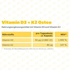 Vitamin D3 + K2 Osteo 2.000 I.E. Vitamin D3 + 80 µg Vitamin K2|R(h)ein Nutrition Sale