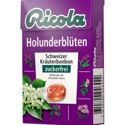 ® Schweizer Kräuterbonbons Box Holunderblüten ohne Zucker>Ricola Hot