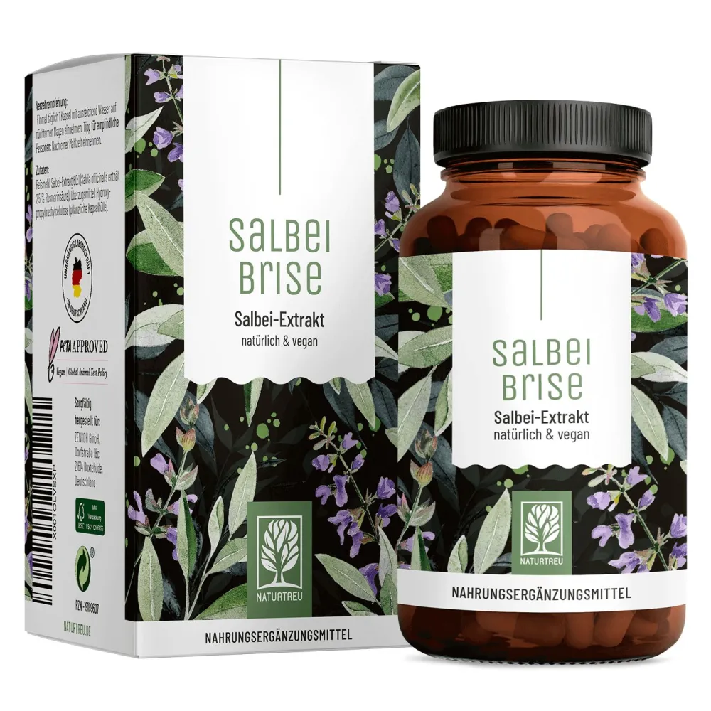 Salbei Extrakt Wechseljahre Meno Pause 120 vegane Kapseln 6000mg Salbeibrise ®>NATURTREU Sale