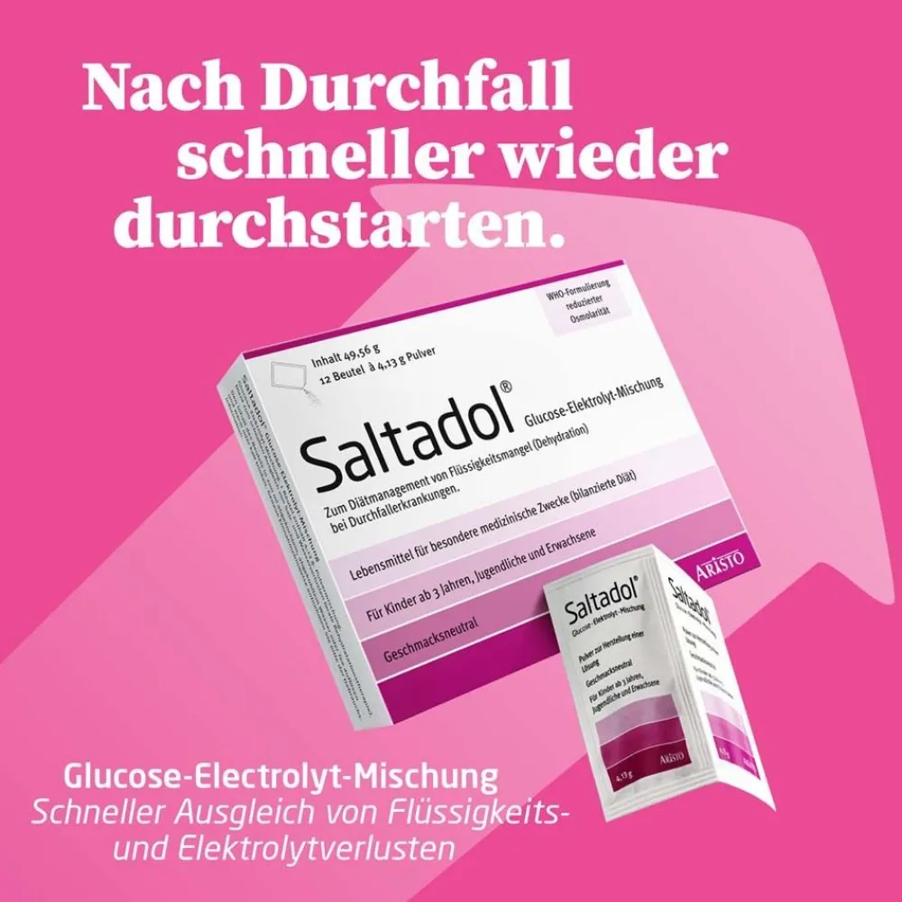 Saltadol® Glucose-Elektrolyt-Mischung – Unterstützung bei Flüssigkeits- und Elektrolytverlust – Für Kinder ab 3 Jahren und Erwachsene> New