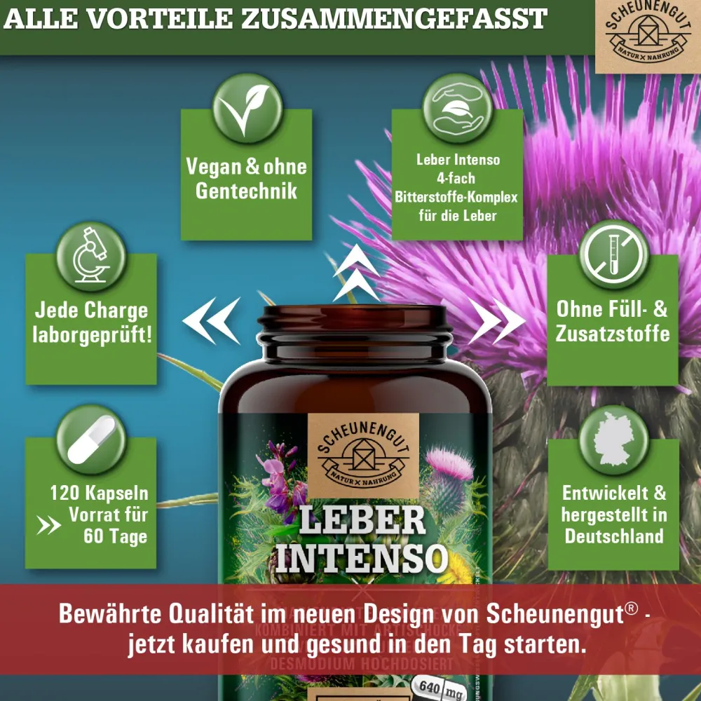 ® LEBER INTENSO | Hochdosierte Leber Kapseln 100% natürlich>SCHEUNENGUT New