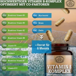 Scheunengut® Vitamin B Komplex - alle 8 B Vitamine + Myo-Inositol, Betain und Cholin| Clearance