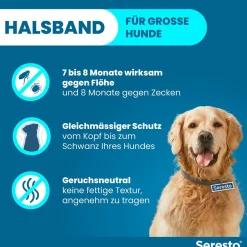 Halsband für große Hunde über 8 kg gegen Zecken und Flöhe, wirkt abtötend und repellierend bis zu 8 Monate><noscript><img width=
