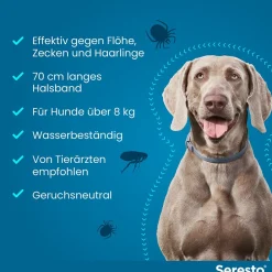 Halsband für große Hunde über 8 kg gegen Zecken und Flöhe, wirkt abtötend und repellierend bis zu 8 Monate><noscript><img width=