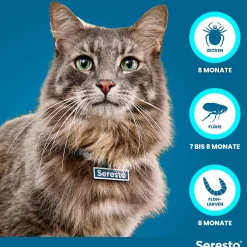 Halsband für Katzen gegen Zecken und Flöhe, wirkt abtötend und repellierend  bis zu 7-8 Monate><noscript><img width=