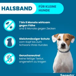Halsband für kleine Hunde bis 8 kg gegen Zecken und Flöhe, wirkt abtötend und repellierend bis zu 8 Monate|Seresto Discount