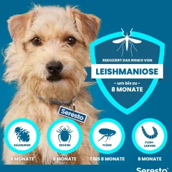 Halsband für kleine Hunde bis 8 kg gegen Zecken und Flöhe, wirkt abtötend und repellierend bis zu 8 Monate|Seresto Discount