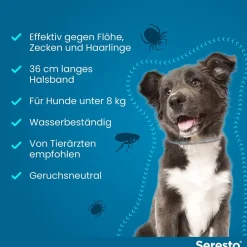 Halsband für kleine Hunde bis 8 kg gegen Zecken und Flöhe, wirkt abtötend und repellierend bis zu 8 Monate|Seresto Discount
