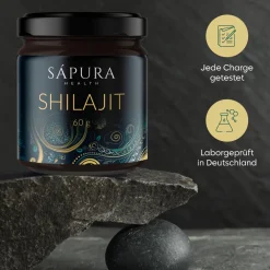 Shilajit 60g Glas + Löffel + Zertifizierte Laboranalyse | 78% FULVIN + 12% HUMINSÄURE><noscript><img width=