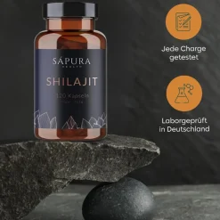 Shilajit Kapseln | Hochdosiert 500mg | Reich an Fulvinsäure & Huminsäure | 120 Kapseln><noscript><img width=