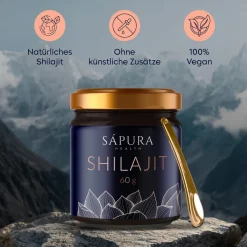 Shilajit Resin Mumijo Shilajit Harz + Dosierlöffel  **60g**  MIT 78% FULVIN + 12% HUMINSÄURE|sapura Online