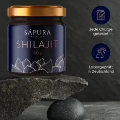 Shilajit Resin Mumijo Shilajit Harz + Dosierlöffel  **60g**  MIT 78% FULVIN + 12% HUMINSÄURE|sapura Online