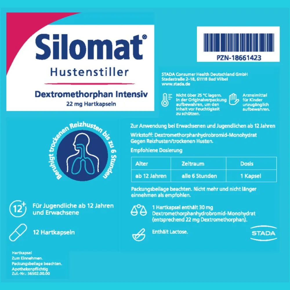Hustenstiller Dextromethorphan Intensiv Hartkapseln, gegen Reizhusten|Silomat Outlet