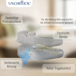 Snorflex - Anti-Schnarchschiene - inkl. Aufbewahrungsbox & 100 x Gummibänder - Transparent><noscript><img width=