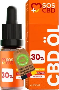 ®- CBD Öl 30% - 300 Vollspektrum Tropfen - Hanföl-Aroma Premium|SOS CBD Hot