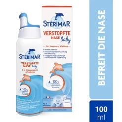 Stérimar Verstopfte Nase Baby, 100% natürliches Meerwasser Nasenspray, 2 in 1 Spray und Spülung, für Babys und Kinder ab 3 Monaten, 100ml|