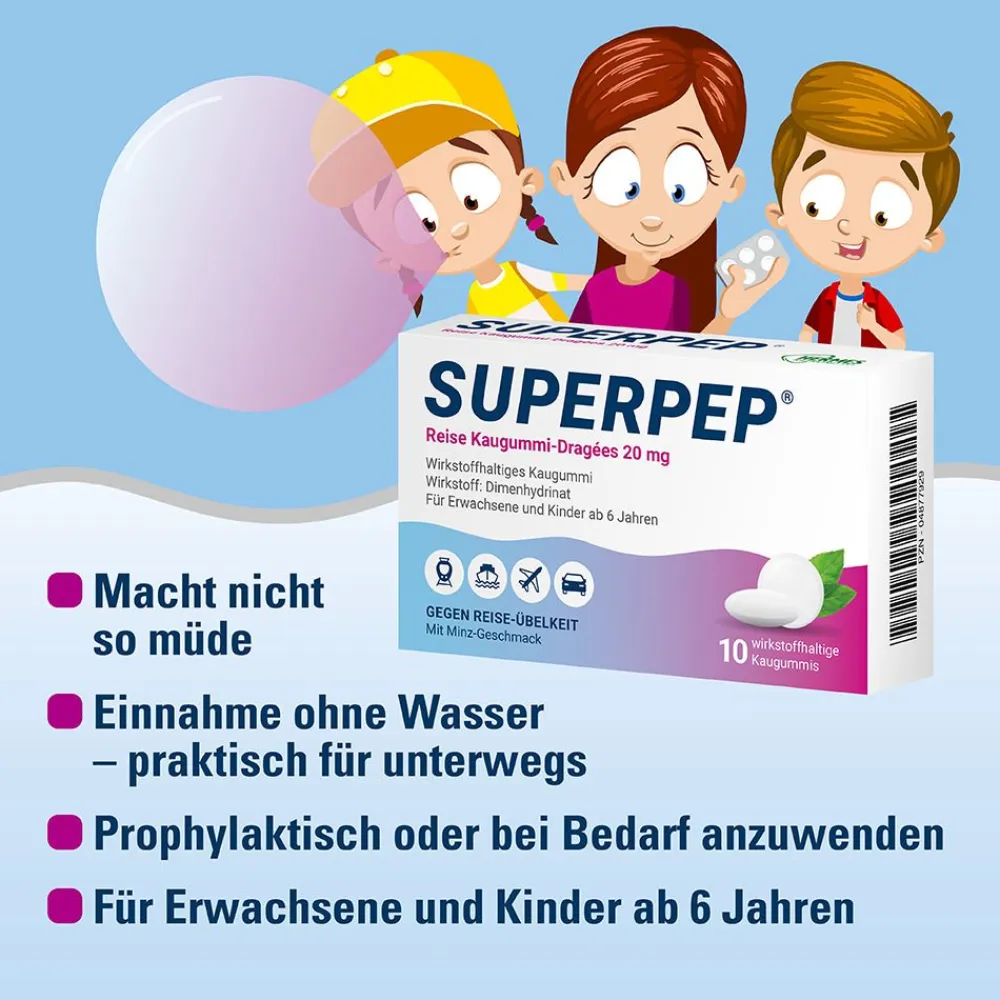 ® Reise Kaugummi Dragees 20 mg>Superpep Online