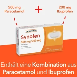 Synofen von : schnell, stark und gut verträglich gegen Schmerzen – mit der Wirkstoffkombination aus Paracetamol und Ibuprofen, Filmtabletten><noscript><img width=