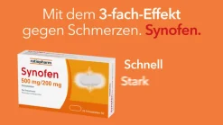 Synofen von : schnell, stark und gut verträglich gegen Schmerzen – mit der Wirkstoffkombination aus Paracetamol und Ibuprofen, Filmtabletten><noscript><img width=