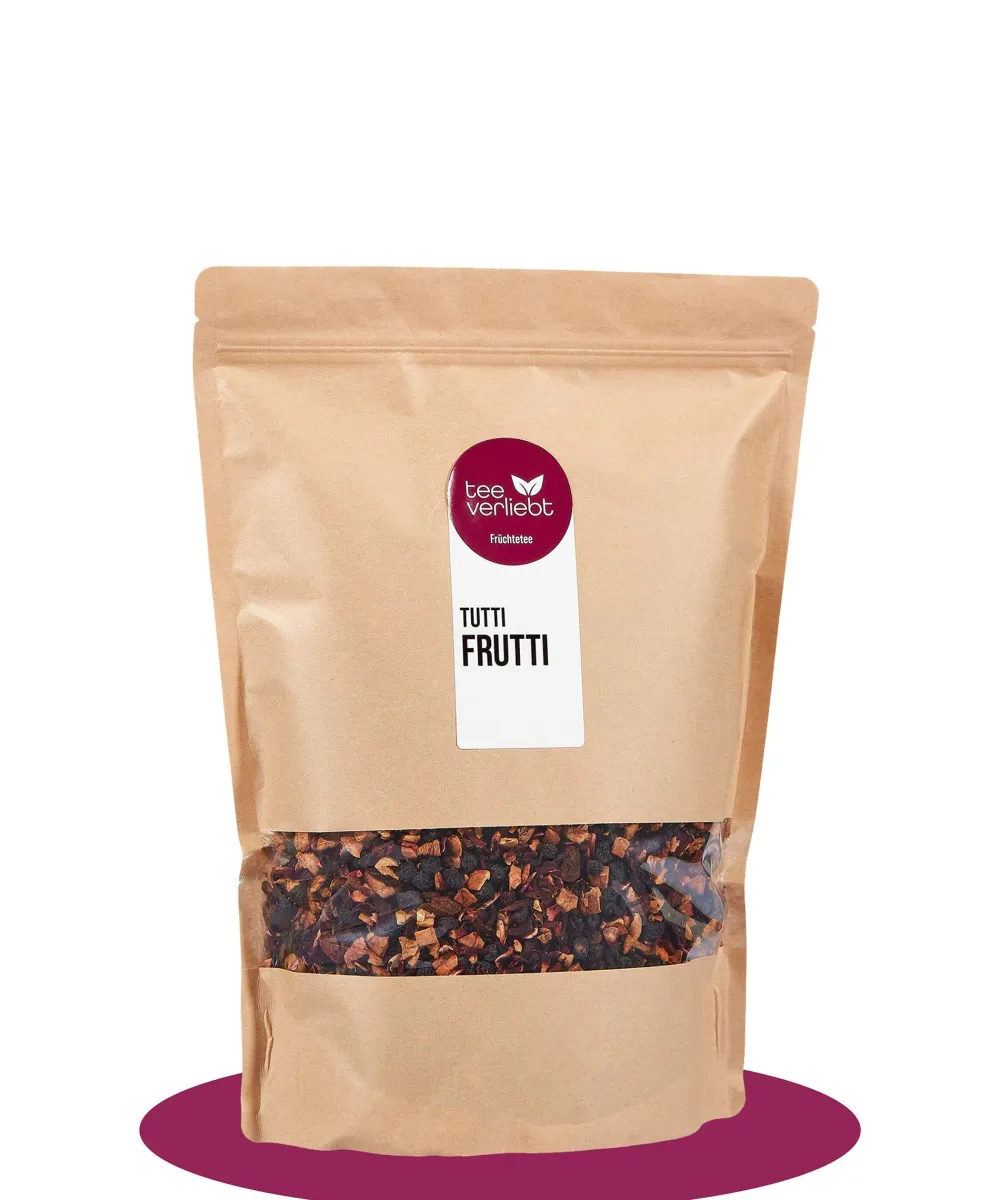 teeverliebt - Tutti Frutti loser Früchtetee Großpackung I Vielfältig mit Waldbeeren & Aprikosen>