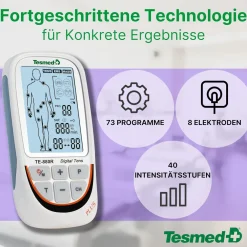 TESMED TE-880R Plus Wiederaufladbarer Muskelelektrostimulator, TENS,73 Programme Schmerztherapie| Outlet