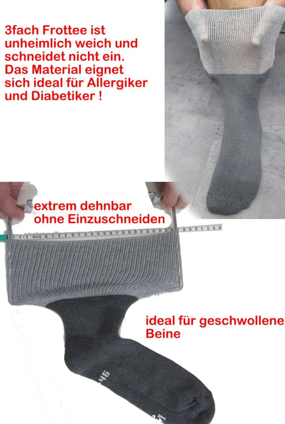 Tiedtke-Medical Ultraflex Frottee Diabetikersocken extra weiter Bund> Hot