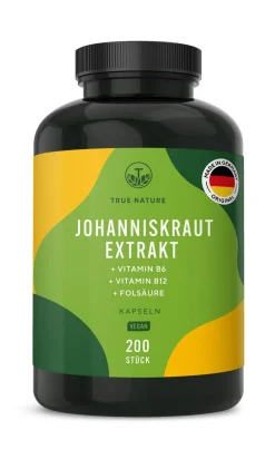 ® Johanniskraut Extrakt Kapseln mit Vitamin B6, B12 & Folsäure>TRUE NATURE