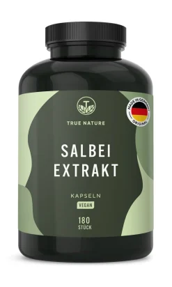 ® Salbei Extrakt Kapseln - 10:1-Extrakt mit ätherischen Ölen|TRUE NATURE Hot