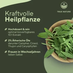 ® Salbei Extrakt Kapseln - 10:1-Extrakt mit ätherischen Ölen|TRUE NATURE Hot