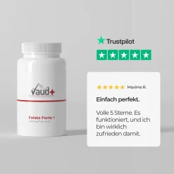 Vaud ® Folate Forte | Folsäure Tabletten | 400 µg Folat hochdosiert Kinderwunsch & Schwangerschaft|