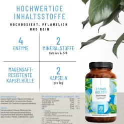 Verdauungsenzyme Enzym Komplex 120 vegane Kapseln Protease α-Amylase Lipase Enzymhelden NATURTREU®> Clearance