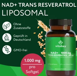 NAD+ 1000 mg  Trans-Resveratrol 600 mg liposomal - hochdosiert|vitabay Online