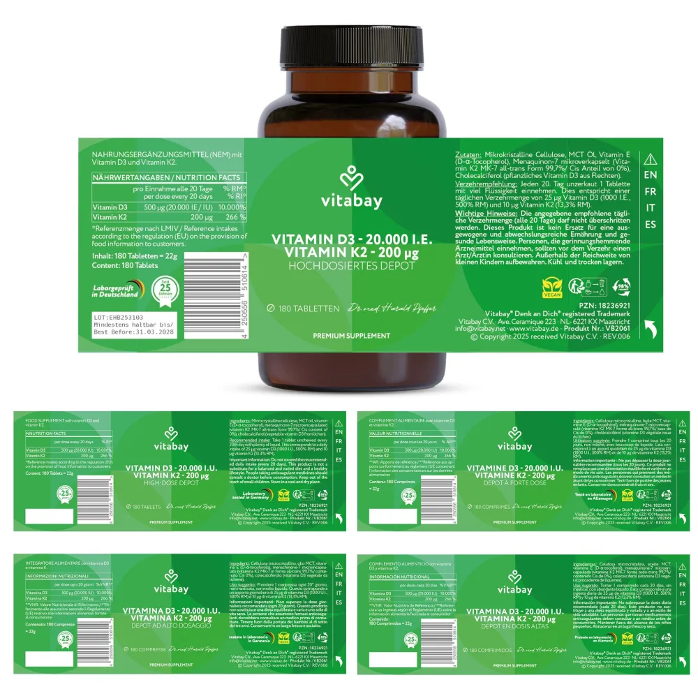 Vitamin D3 20000 IE + K2>vitabay New