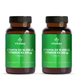 Vitamin D3 10000 I.E. + K2 200 mcg Depot Tabletten>vitabay Clearance