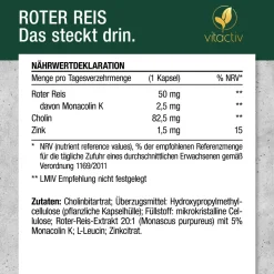 Vitactiv -  ROTER REIS (Monacolin K) + Cholin + Zink> Sale