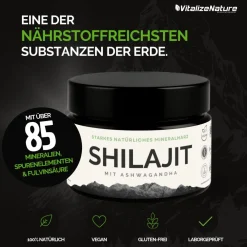 VitalizeNature Shilajit + Ashwagandha – Laborgeprüft vom Prüfengel Institut| Clearance