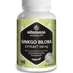 Ginkgo Biloba 100mg Extrakt (50:1) hochdosiert>vitamaze