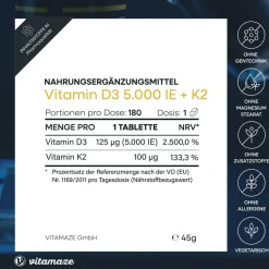 ® Vitamin D3 5.000 I.E. + K2|vitamaze Discount